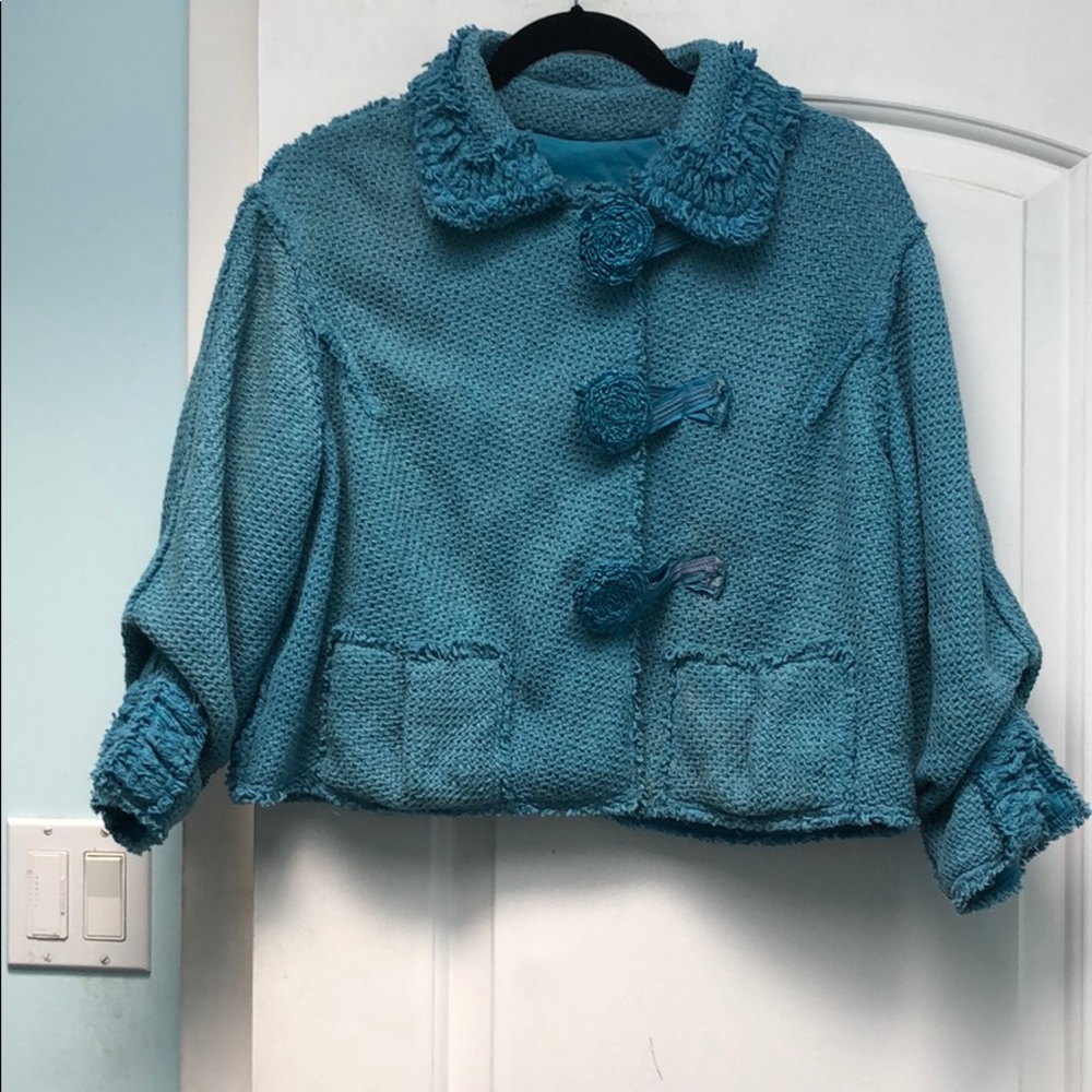 Louis Vuitton blue knit jacket sz 38 or 6